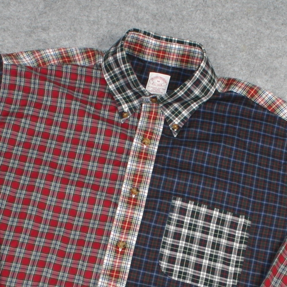 Brooks Brothers Mens Shirt M Multicolor Mixed Plaid Fun Shirt Non-Iron